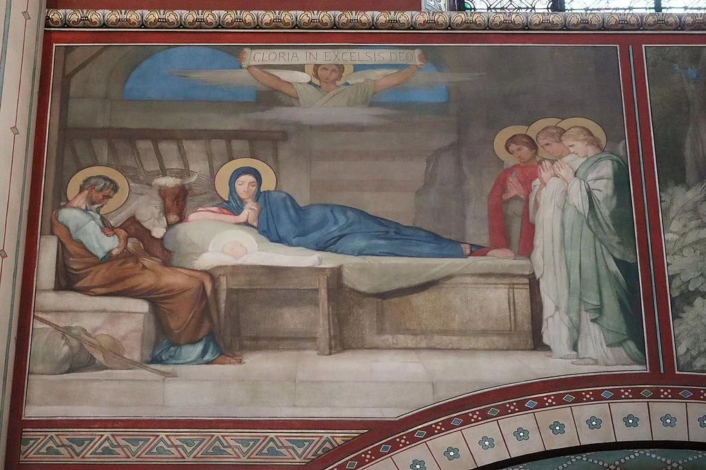 Hippolyte Flandrin - Murales dell'Abbazia di Saint, Germain, des, Prés, Natività